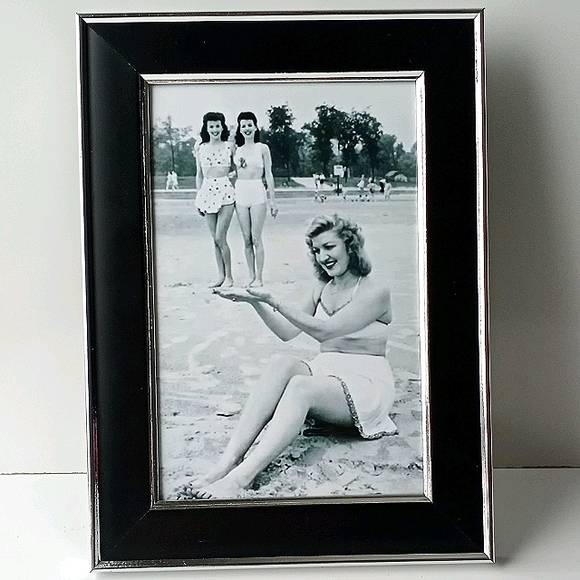 Vintage Beach Girls Women Retro Oddity Home Home Declf Shabby Chic Sea Oceab Art - Picture 5 of 9